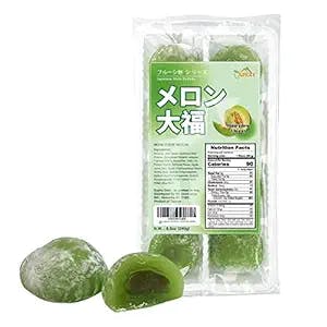 Apexy Japanese Style Mochi Daifuku Traditional Japanese Rice Cakes, 8.5 oz (8 pcs) (Melon)