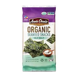 Annie Chun's - Crispy Organic Seaweed, Sea Salt Flavor, Keto, Vegan, Gluten-Free, Dairy-Free, Light And Airy Delicious Snacks, 0.16-Oz (Pack Of 12)