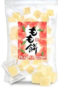 Japanese Mochi Candy Individually Wrapped, Momo White Peach Flavor, Plant-Based Kanten Agar Sweets 300g【YAMASAN】