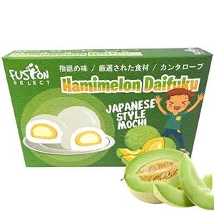 Fusion Select Mochi Daifuku Snacks - Traditional Japanese Rice Cakes with Filling - Flavored Asian Sweet Desserts for Family - Chewy and Soft Texture (Hamimelon)