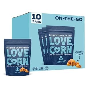 LOVE CORN Sea Salt | Delicious Crunchy Corn Snack | 1.6oz x10 bags | Non-GMO, Gluten-Free, Plant Based, Low-Sugar…