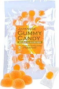 Japanese Gummy Candy - Mandarin Orange Flavor of Yakushima, Individually Wrapped, No Chemical Seasoning, Gluten and Fat Free Sweets (4.9OZ)【YAMASAN】
