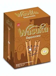 Wasuka Wafer Rolls Cappuccino Flavor Premium Snack with 100% Natural ingredient and pure satisfaction healthy and natural wafer rolls - 6.34 Ounce. Box Package Creamy recipe. Since 1994 (Pack of 1)