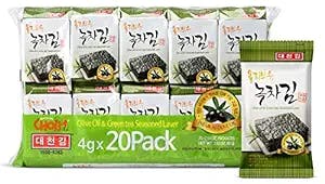 Daechun(Choi's1) Seaweed Snacks, (Pack of 20), Original, Sea Salt, Green Tea Powder, Vegan, Keto, Gluten Free, Product of Korea
