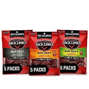 Jack Link’s Beef Jerky Bold Variety Pack - Includes Sweet & Hot, Jalapeno and Peppered Beef Jerky – Pack of 15, 1.25 Oz Bags