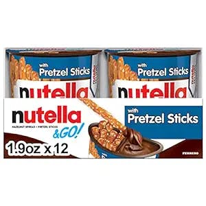 Nutella & GO! Hazelnut and Cocoa Spread with Pretzel Sticks, Snack Pack, 1.9 oz each, Bulk 12 Pack