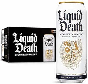 Liquid Death Mountain Water, 16.9 oz Cans (12-Pack)