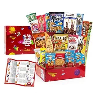 Carian's Bistro Funny Planet International Snacks Variety Pack Care Package for Adults & Kids - Fun Large Snack Pack, Bulk Snack Box, Assorted Snacks of Treats, Sweet Candy Around the World - 20 Pc (Snacks & Sweets)