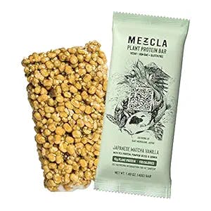 Mezcla Vegan Plant Protein Bars - Japanese Matcha Vanilla: Premium Ingredients, Delicious Flavor, Gluten-Free, Non-GMO, Soy Free, 10G of Protein [15-Pack]