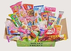 30 Japanese Snacks & Candy Box Dagashi, Sweets, Chips, Gum, included in the Box an English Pamphlet
