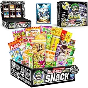 SHOGUN CANDY NINJA BOX Japanese snack box full of gluten free dagashi. 30 mystery snacks and candy from Japan. A variety mix perfect for a gift idea.
