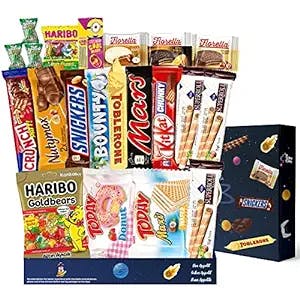 Carian's Bistro Cookies and Candy Snack Box - Fun Large Snacks Variety Pack for Adults & Kids with Sweet Treats - Snack Box and Candy Box Care Packages for Valentine's, Christmas, Birthday - 21 pieces