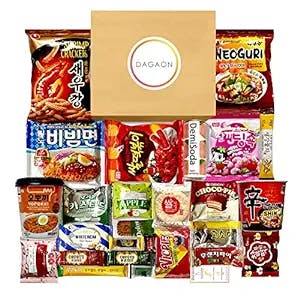 Dagaon Angry but Sweet Korean Snack Box 26 Count – Spicy Korean Foods – Ramen Noodles, Rice Cake and Chips and Sweet Snacks Including Pies, Cookies, Biscuits, Candies, Drinks. Assortment of Korean foods and snacks for Anyone.