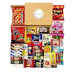 DAGAON Finest Korean Snack Box 34 Count – Variety Snacks Including Korean’s Favorite Chips, Biscuits, Cookies, Pies, Candies. Perfect appetizing Korean snacks for any occasions, gifts and everyone.