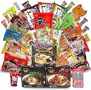 Variety Asian Instant Ramen Bundle, Samyang, Hao Hao, Nongshin, Mama | Free Snacks Included,10 Packs Student Care Package, Birthday Treat for Adults